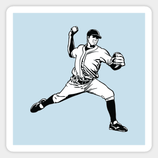 Baseball Pitcher Retro Sticker